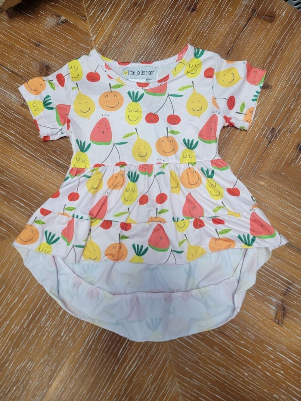 Little Jo Lemon Toddler Girls 2T Yellow Ruffle Leggings & Fruit Print Tunic Set - Picture 2 of 9